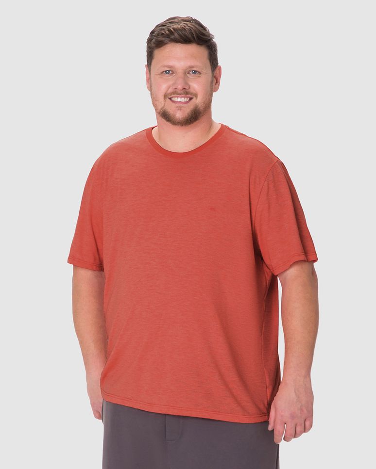Camiseta Básica Masculina Plus Size Regular Em Malha Fio A Fio