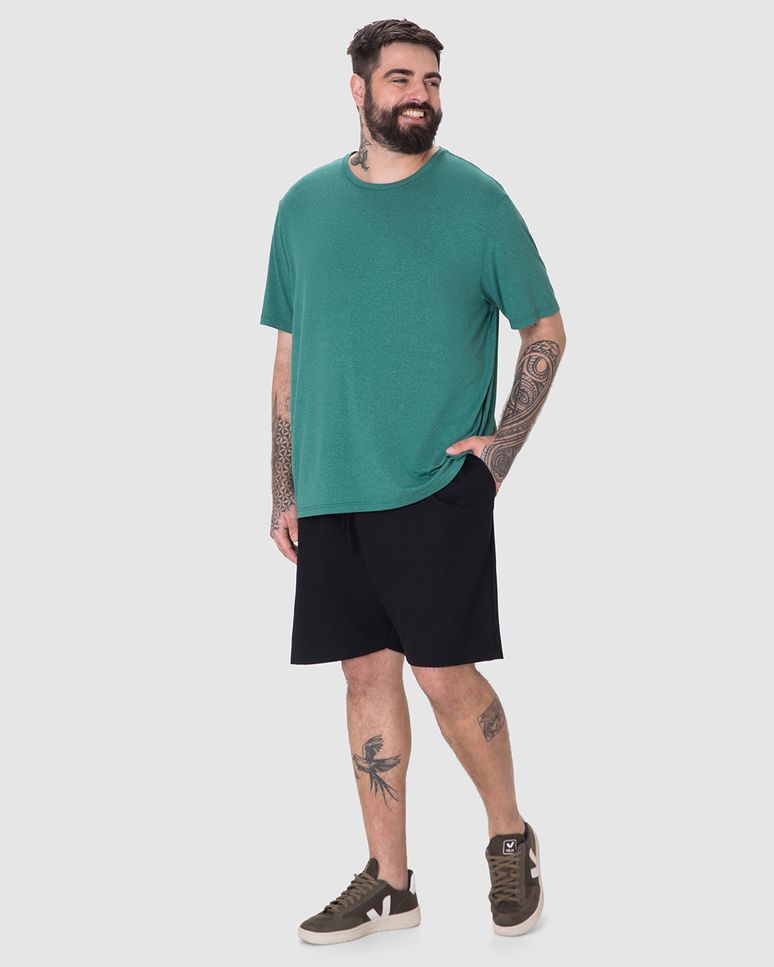 Bermuda Básica Masculina Plus Size Bolso E Cadarço Funcional Em Moletom