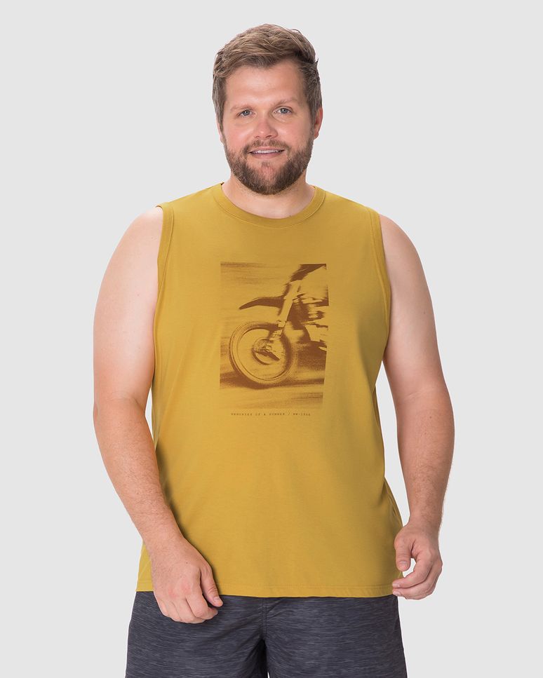Regata Masculina Plus Size Estampa Adventure Co. Em Algodão