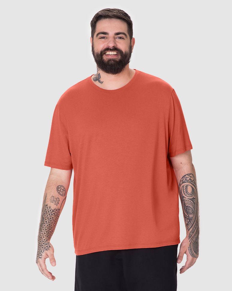 Camiseta Movimento Masculina Plus Size Manga Curta Em Malha Anti Odor