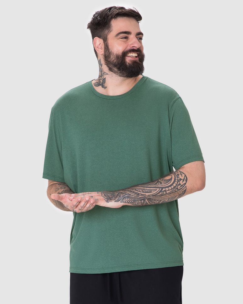 Camiseta Movimento Masculina Plus Size Manga Curta Em Malha Anti Odor