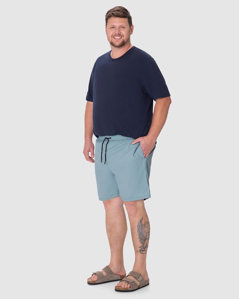 Shorts Masculino Plus Size Slim Cadarço Frontal Em Poliamida