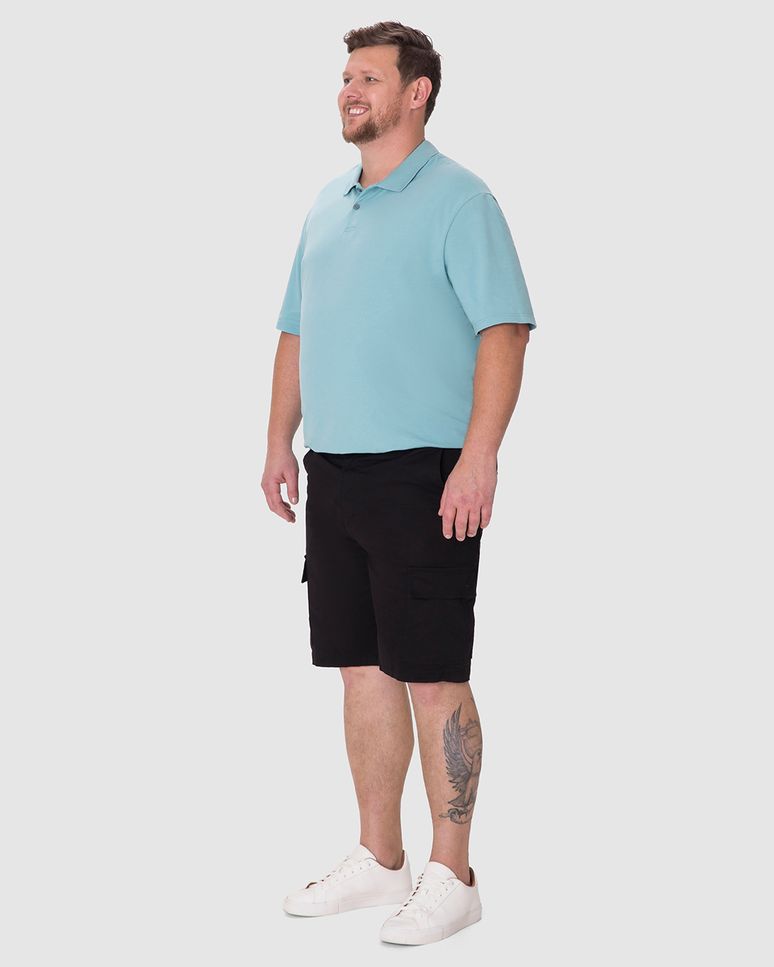 Bermuda Masculina Plus Size Cargo Em Sarja Com Elastano