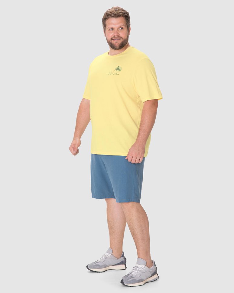 Camiseta Masculina Plus Size Regular Estampa Frente E Costas Em Algodão