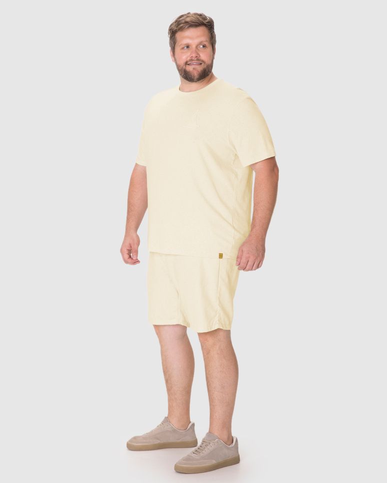 Camiseta Masculina Plus Size Nautical Estampa Frente E Costas Em Malha Linho