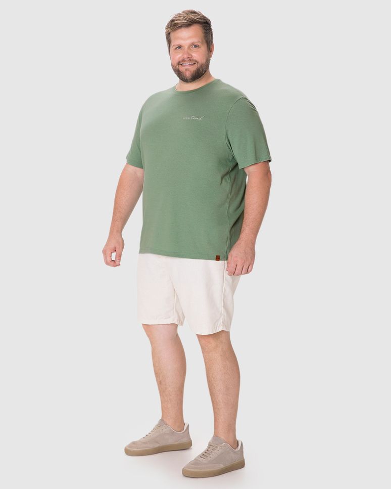 Camiseta Masculina Plus Size Nautical Estampa Frente E Costas Em Malha Linho