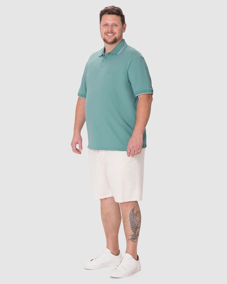 Camisa Polo Masculina Plus Size Regular Em Piquet Stretch