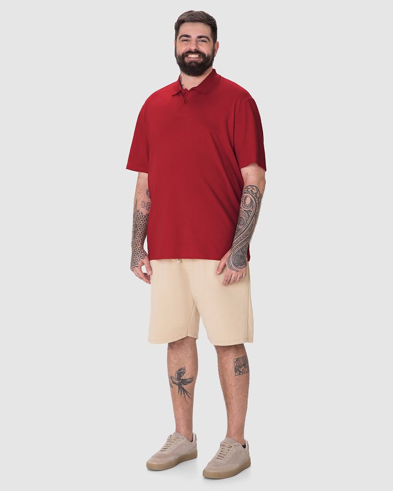 Camisa Polo Básica Masculina Plus Size Peitilho Frontal Em Piquet Stretch