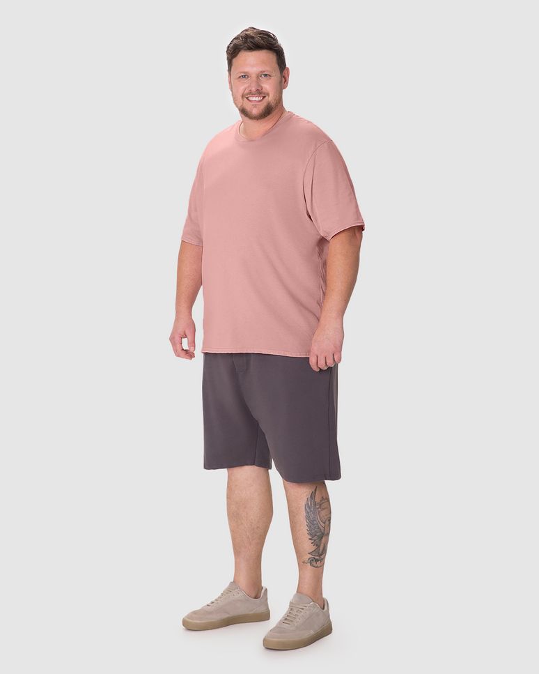 Camiseta Essencial Masculina Plus Size Etiqueta Estampada Em Algodão