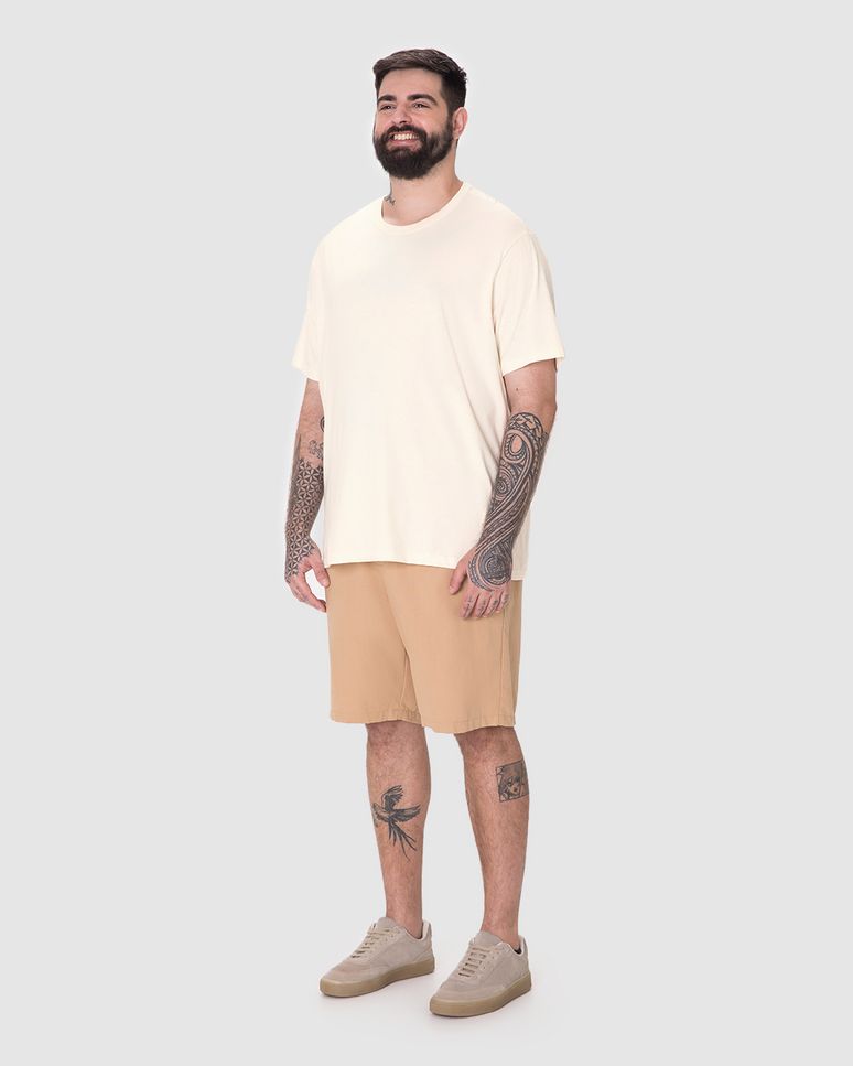 Camiseta Essencial Masculina Plus Size Etiqueta Estampada Em Algodão