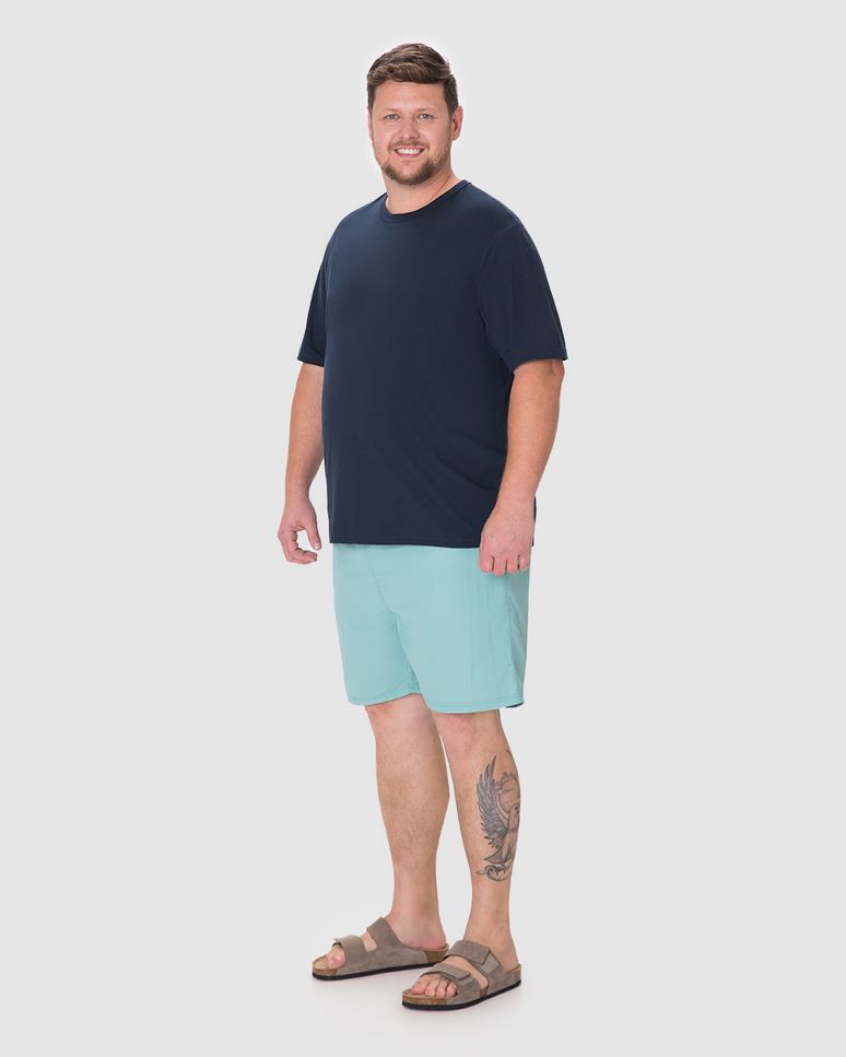 Camiseta Essencial Masculina Plus Size Etiqueta Estampada Em Algodão