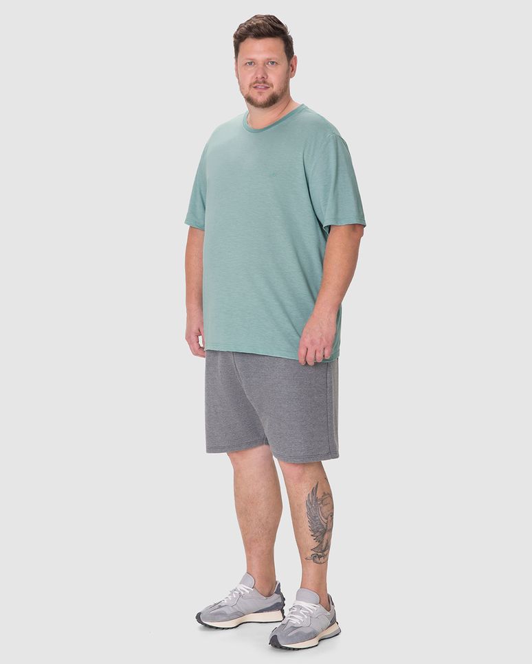 Camiseta Básica Masculina Plus Size Regular Em Malha Fio A Fio