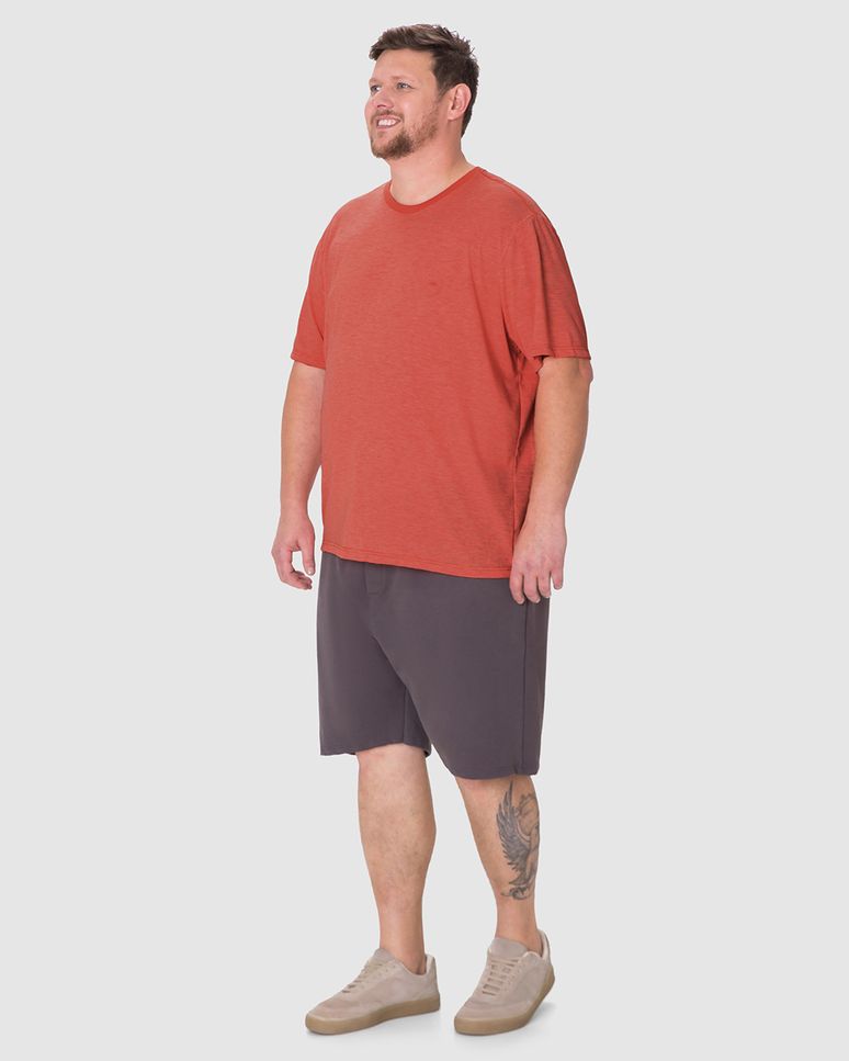 Camiseta Básica Masculina Plus Size Regular Em Malha Fio A Fio