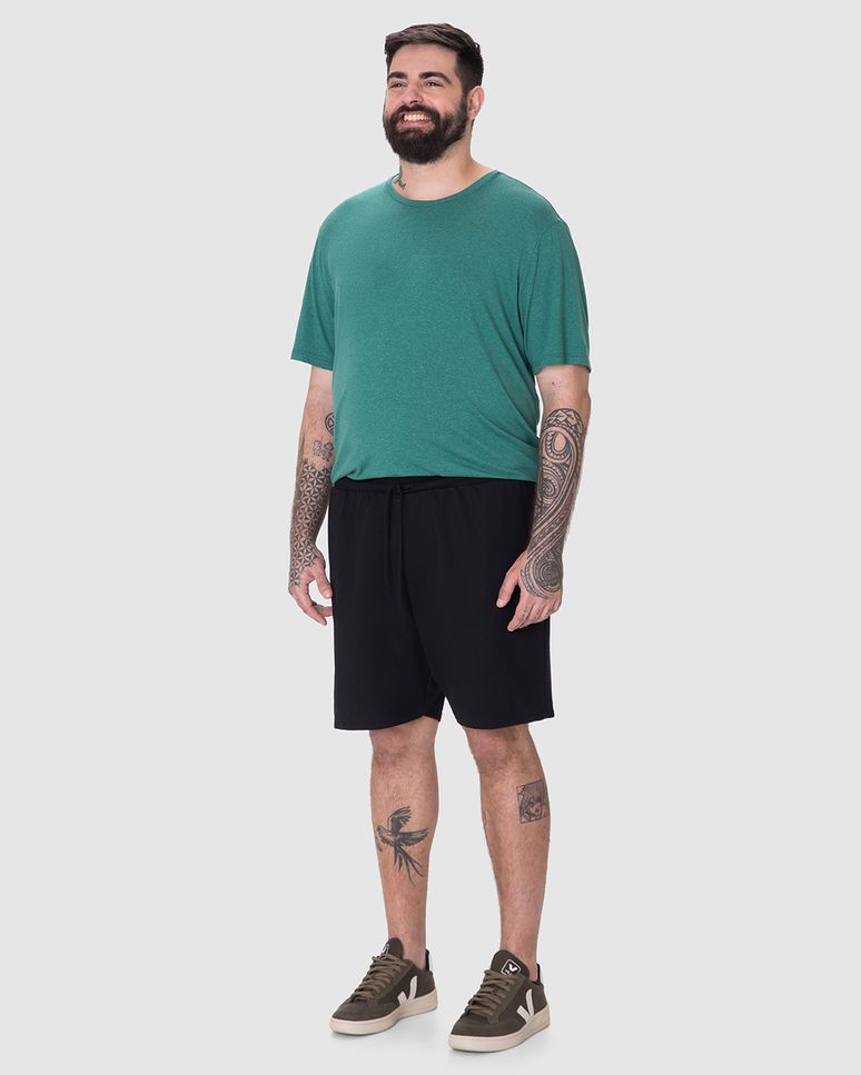 Bermuda Básica Masculina Plus Size Bolso E Cadarço Funcional Em Moletom