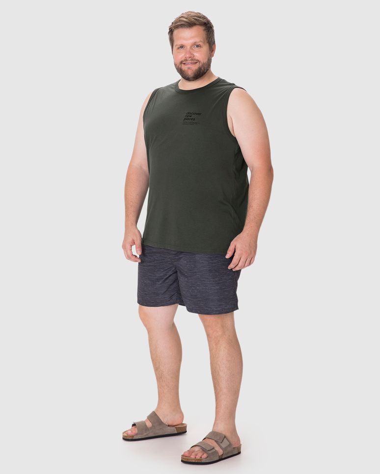 Regata Masculina Plus Size Estampa Discover New Places Em Algodão