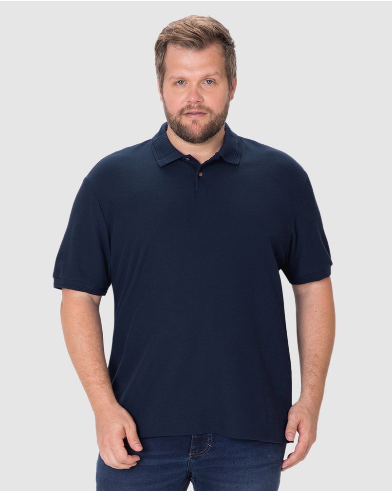Camisa Polo Masculina Plus Size Abertura Lateral Em Malha
