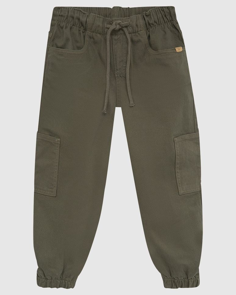 Calça Infantil Menino Jogger Bolso Lateral Em Sarja Stretch Malwee Kids