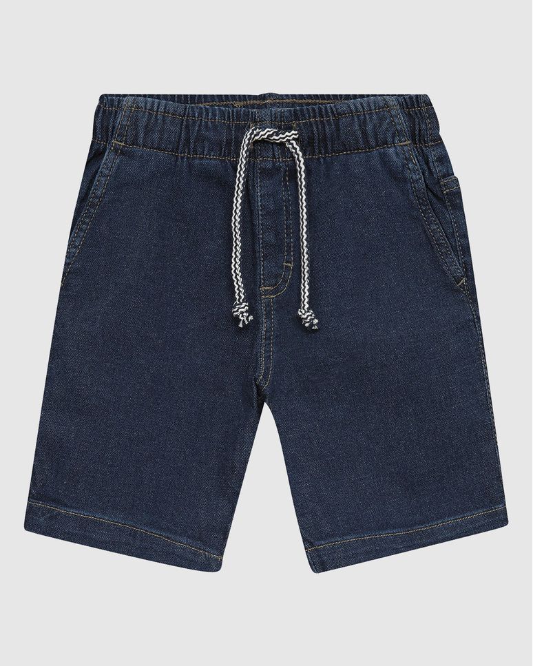 Bermuda Infantil Menino Cintura Com Elástico Em Jeans Moletom Malwee Kids