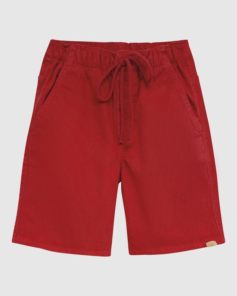 Bermuda Infantil Menino Cadarço Frontal Em Sarja Com Elastano Malwee Kids