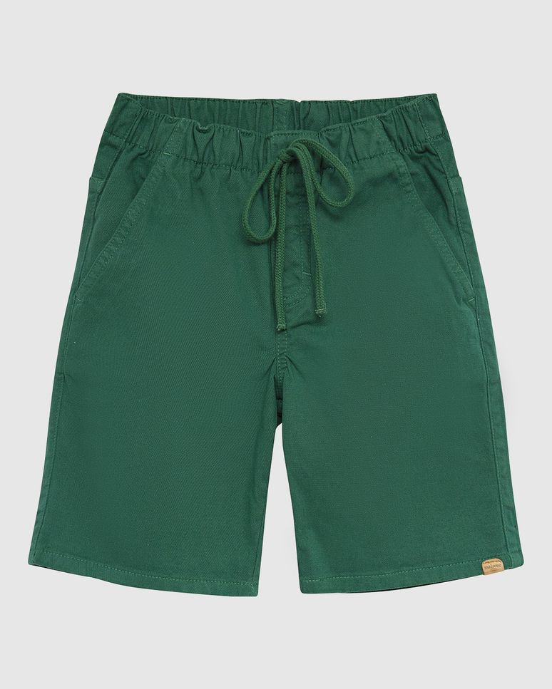 Bermuda Infantil Menino Cadarço Frontal Em Sarja Com Elastano Malwee Kids
