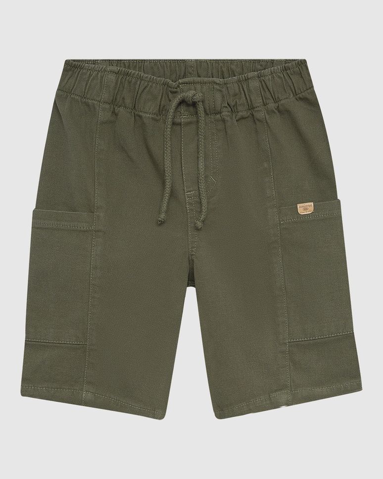 Bermuda Infantil Menino Cargo Cadarço Decorativo Em Sarja Stretch Malwee Kids