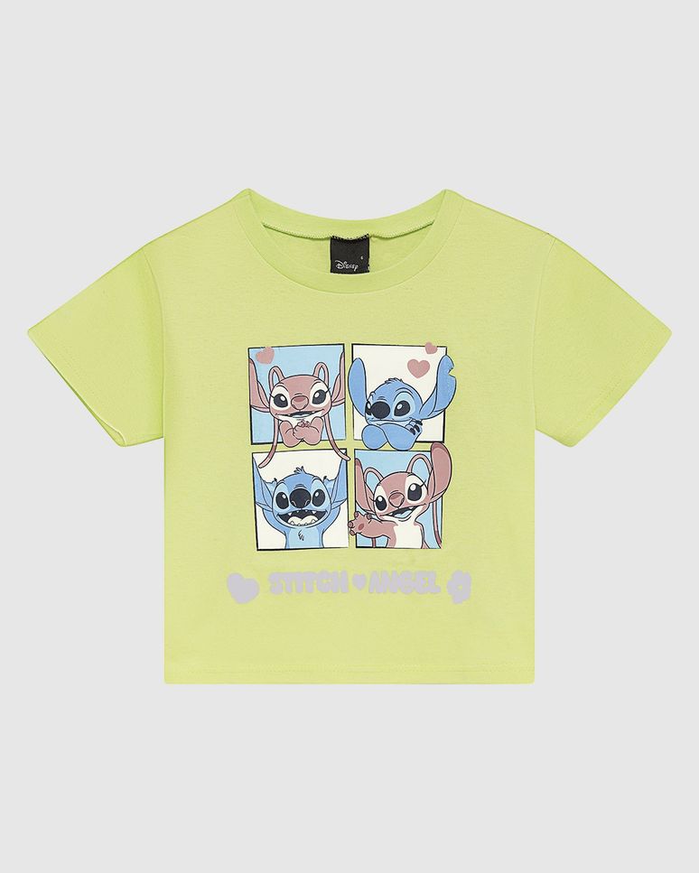 Blusa Infantil Menina Box Estampa Foil Stitch & Angel Disney Malwee Kids