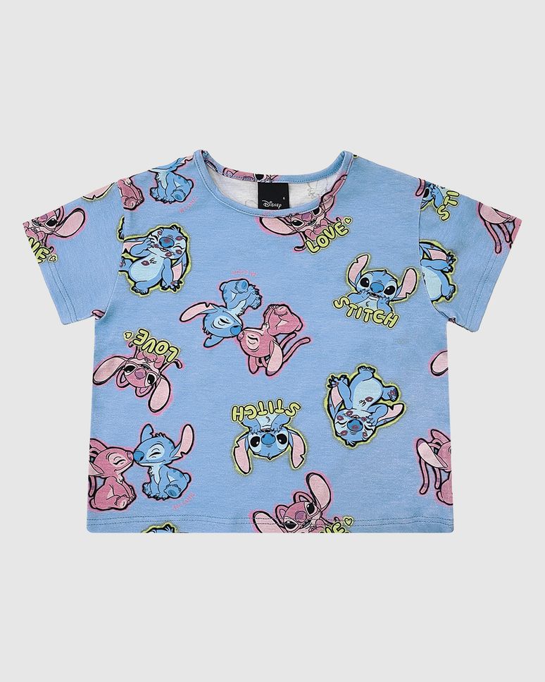 Blusa Infantil Menina Box Estampa Stitch Disney Em Algodão Malwee Kids