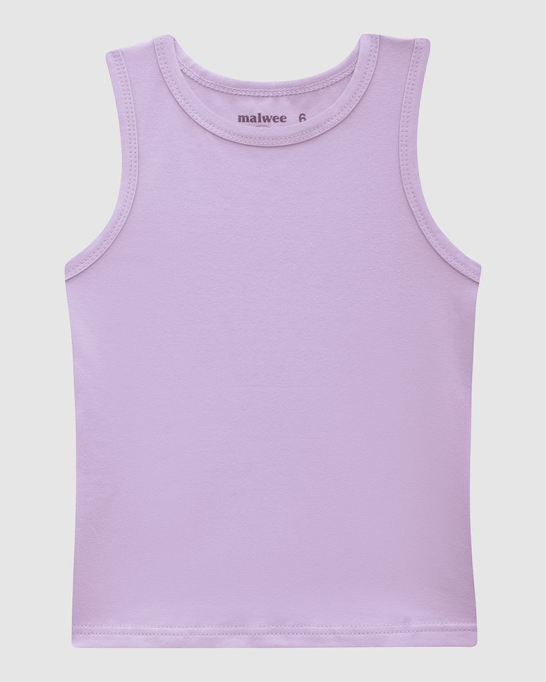 Regata Infantil Menina Decote Redondo Alça Média Em Algodão Malwee Kids