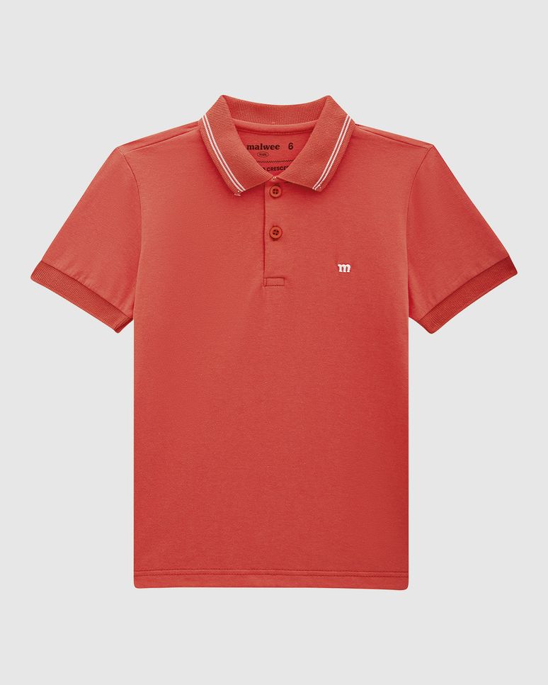 Camisa Polo Infantil Menino Bordado Peitoral Em Algodão Malwee Kids