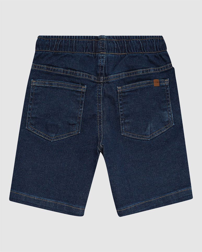 Bermuda Infantil Menino Cintura Com Elástico Em Jeans Moletom Malwee Kids