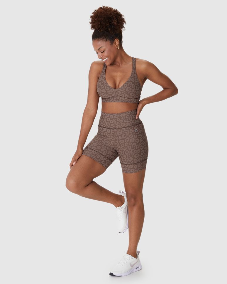 Shorts Esportivo Feminino Estampa Animal Print Em Malha Dry E Proteção UV50+ Malwee Active