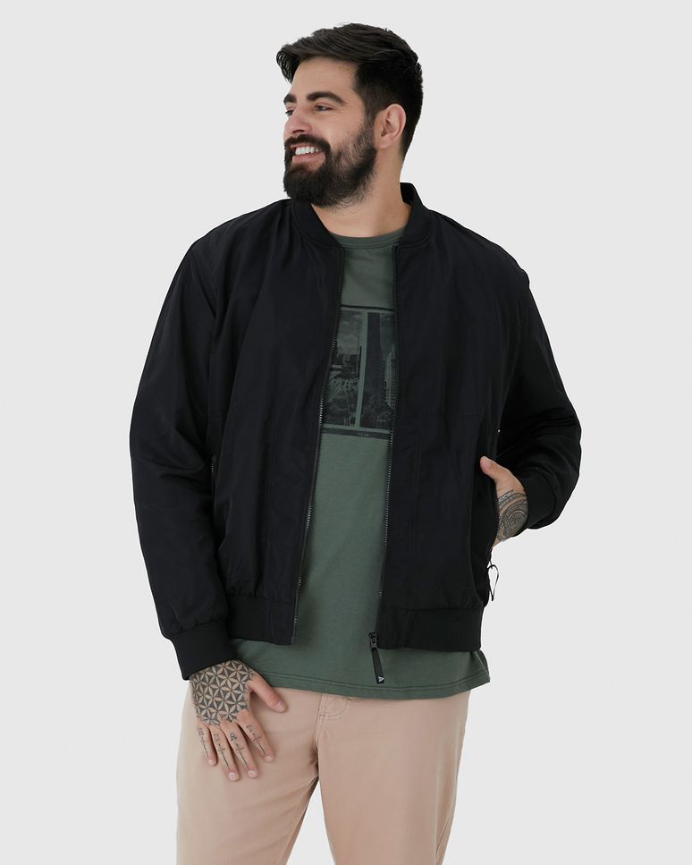Jaqueta Masculina Plus Size Bomber Em Poliamida