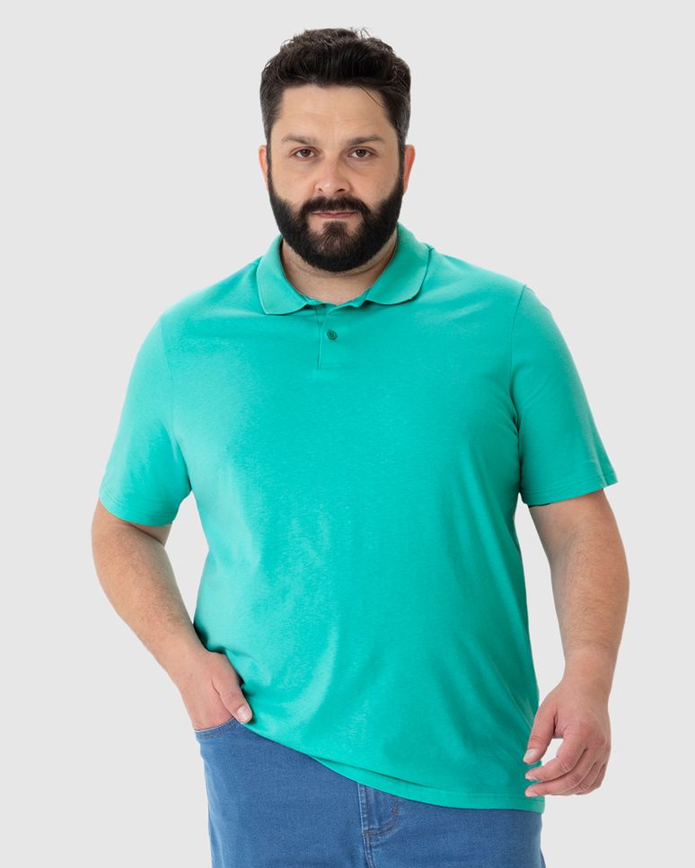 Camisa Polo Básica Masculina Plus Size Em Algodão