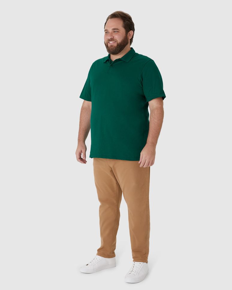 Camisa Polo Básica Masculina Plus Size Em Algodão