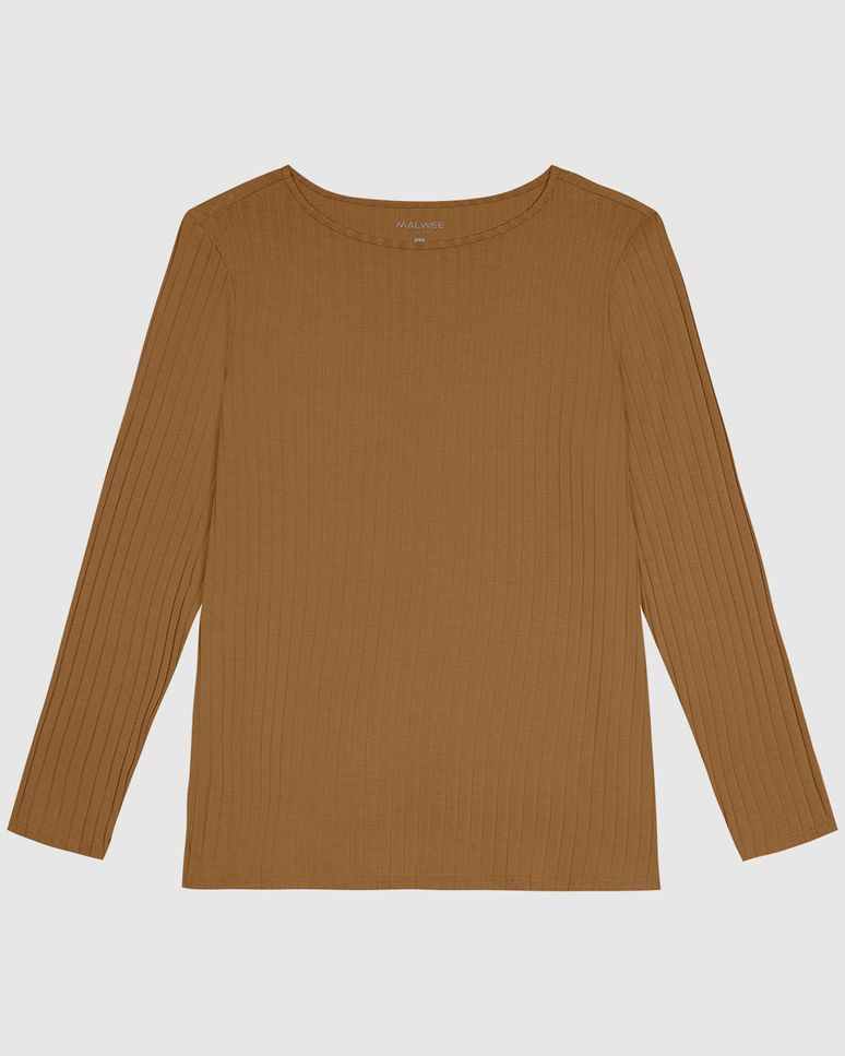 Blusa Básica Feminina Plus Size Manga Longa Em Canelado De Viscose