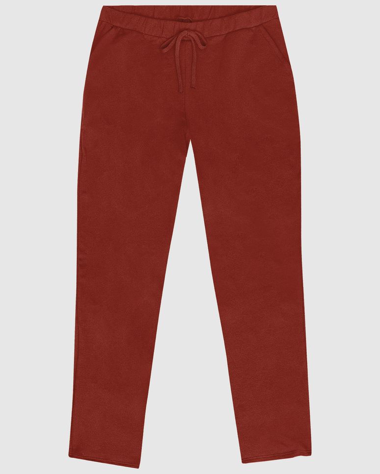 Calça Básica Feminina Plus Size Em Moletom Stretch Flanelado