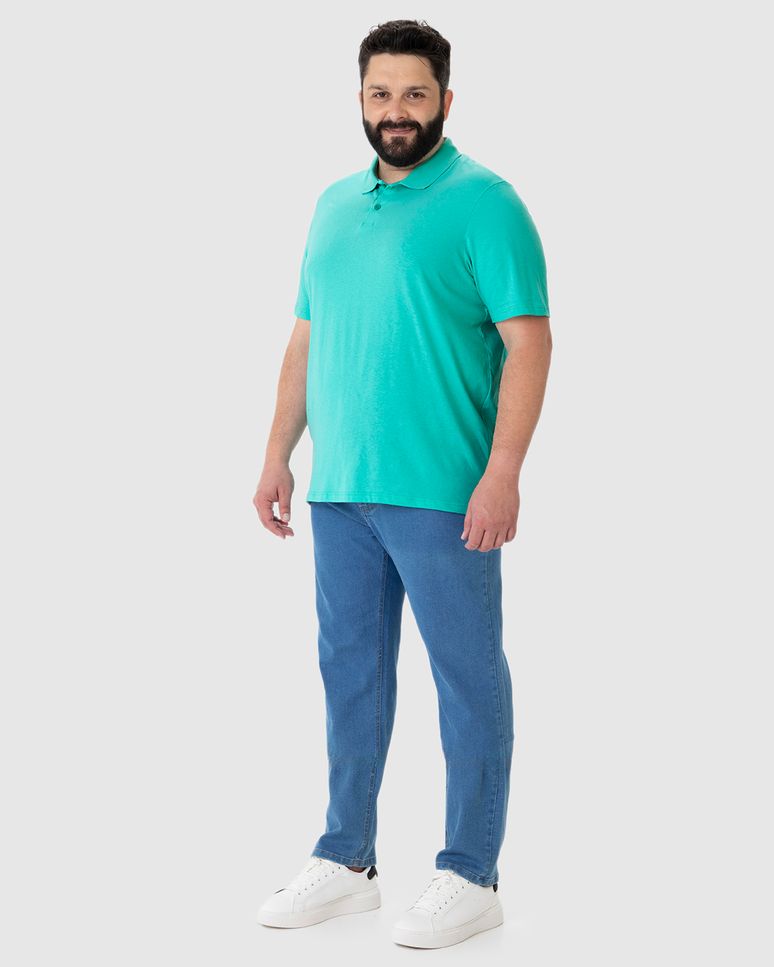 Camisa Polo Básica Masculina Plus Size Em Algodão