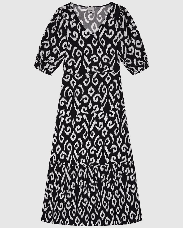 Vestido Midi Feminino Marias Estampa Animal Print Manga 3/4 Em Viscose