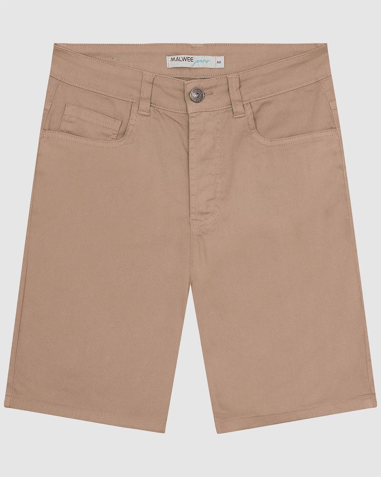 Bermuda Masculina Cintura Média Em Sarja Com Elastano