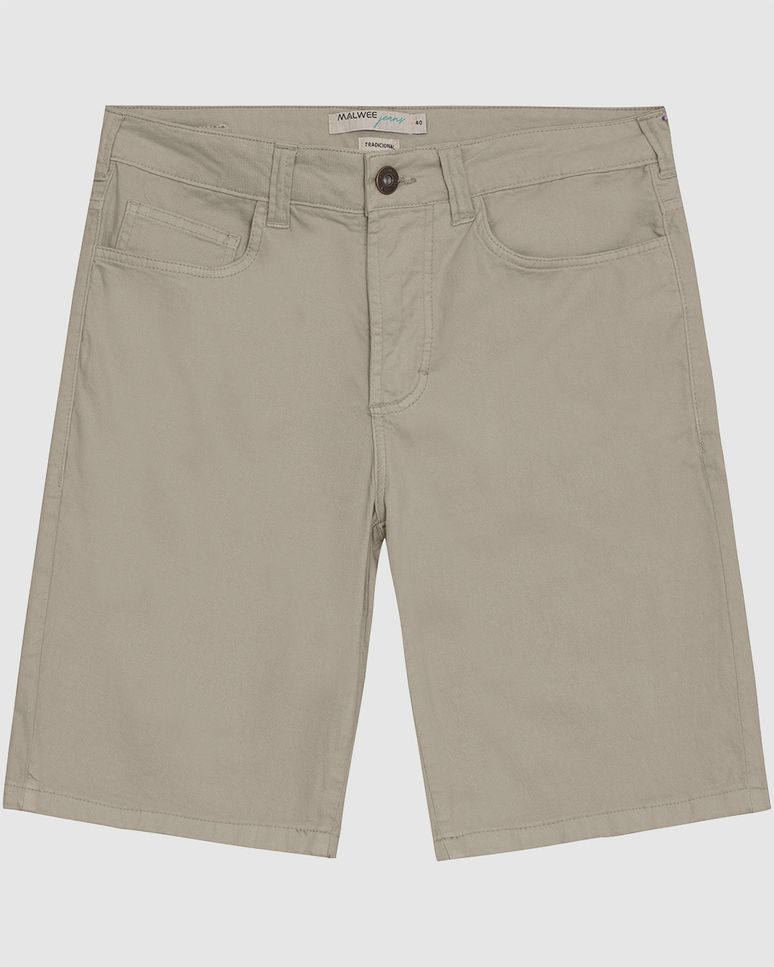 Bermuda Masculina Cintura Média Em Sarja Com Elastano