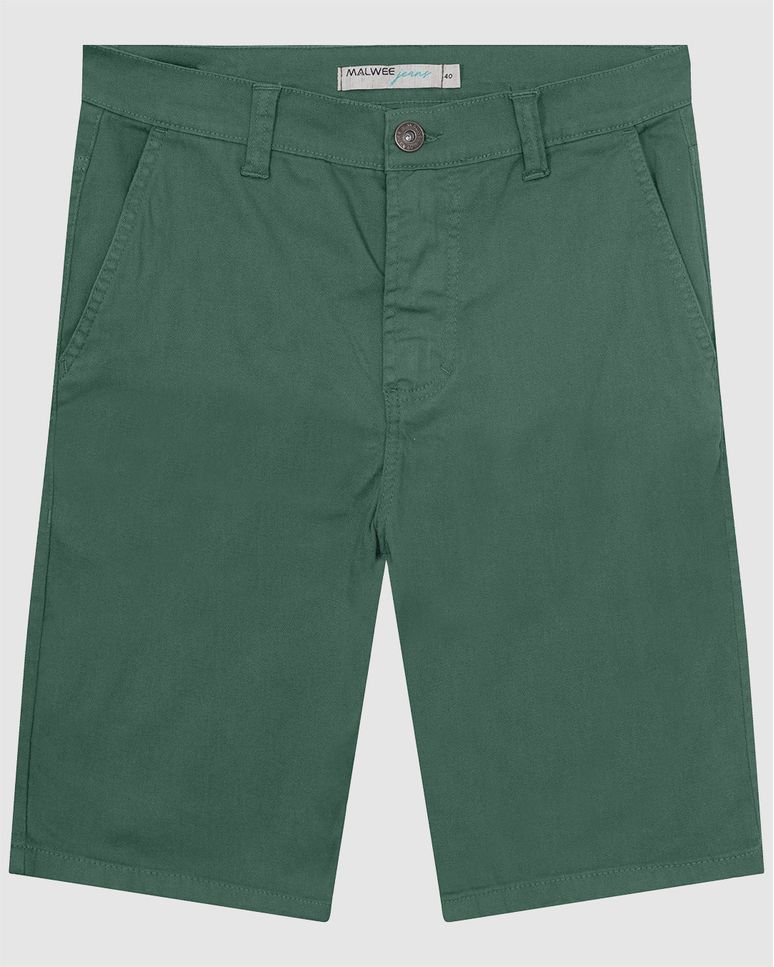 Bermuda Masculina Slim Em Sarja Com Elastano