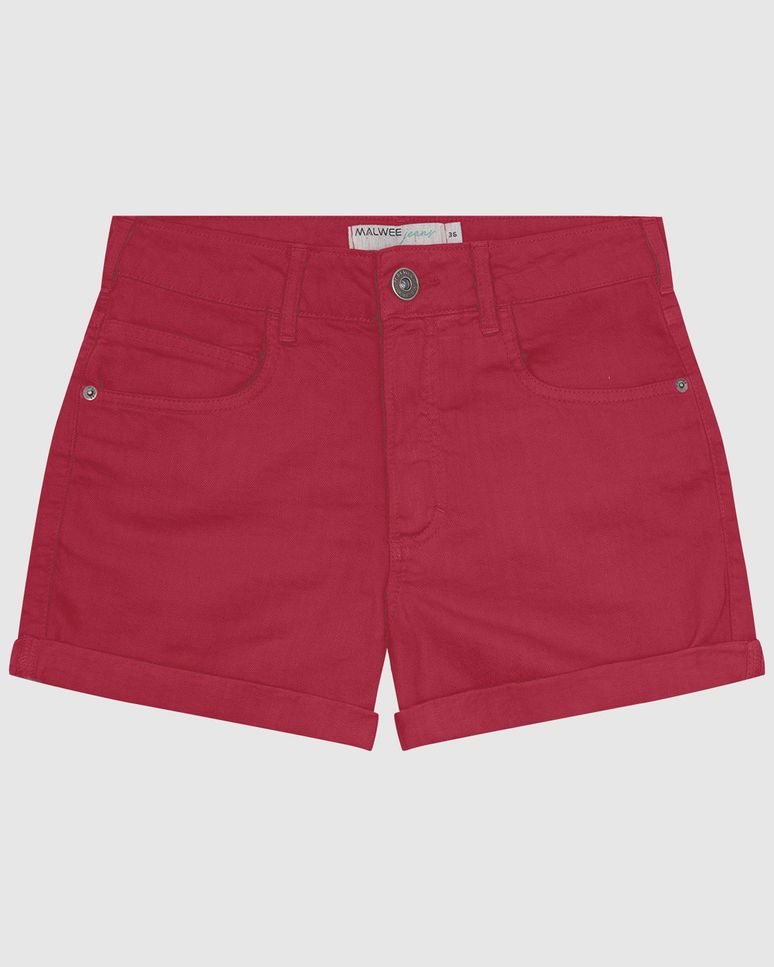 Bermuda Feminina Boyfriend Barra Com Dobra Em Sarja Com Elastano