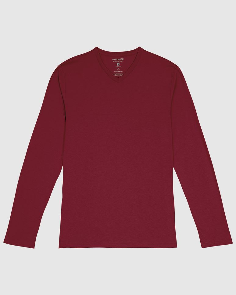 Camiseta Básica Masculina Decote V Manga Longa  Em Algodão