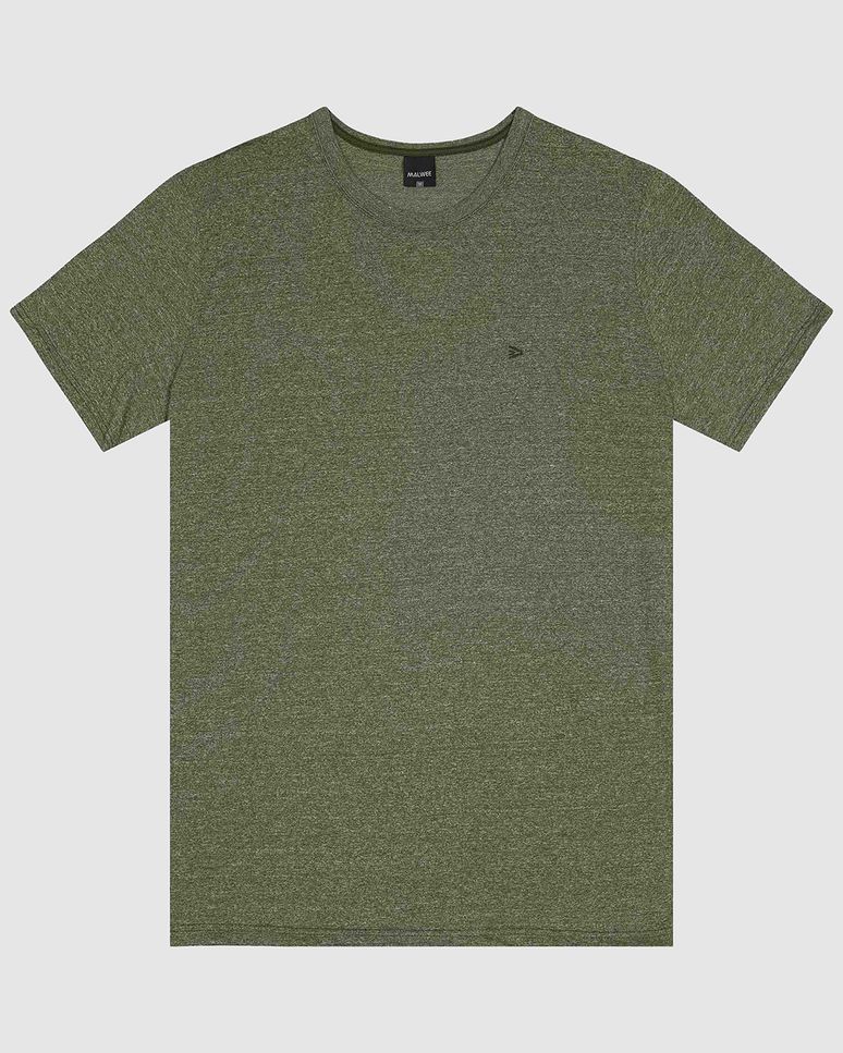 Camiseta Básica Masculina Bordada Em Malha Rajada