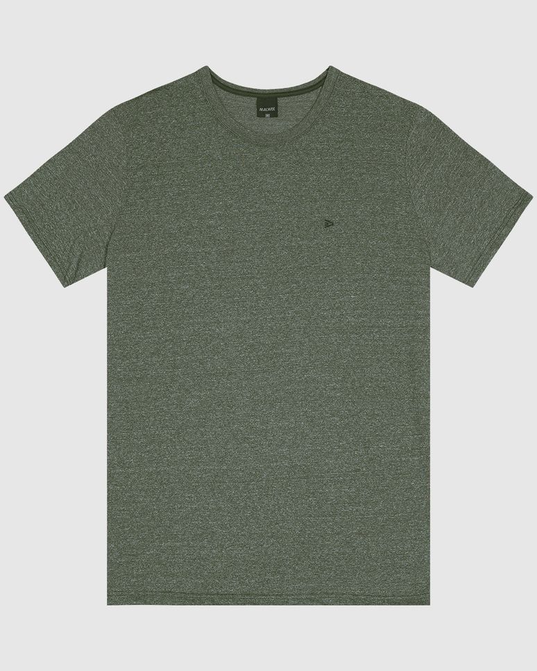 Camiseta Básica Masculina Bordada Em Malha Rajada