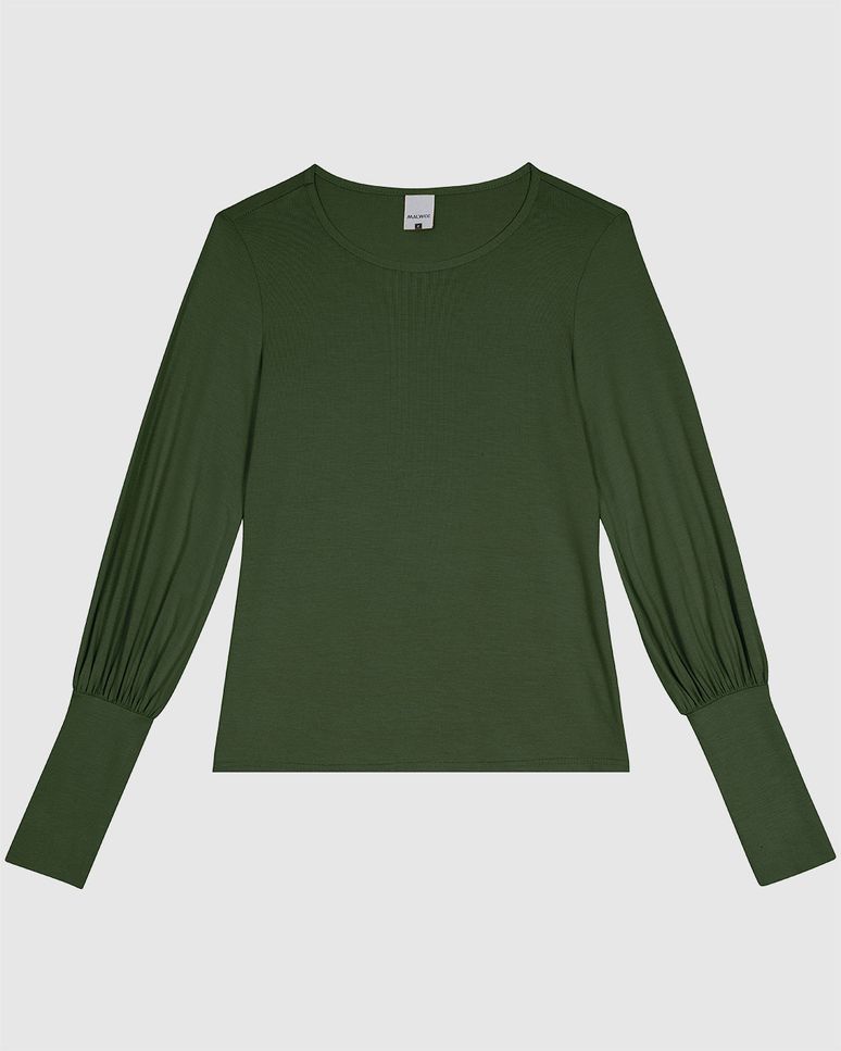 Blusa Feminina Manga Bufante Em Viscose Stretch