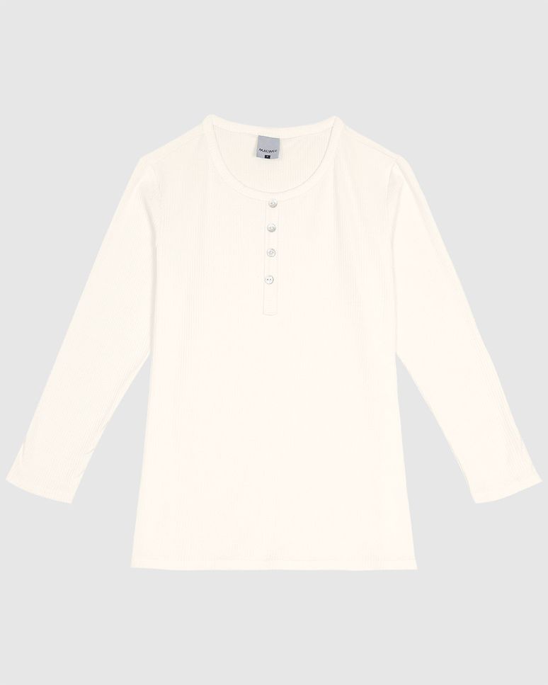 Blusa Feminina Botões Frontais Manga 3/4 Em Malha Viscose Canelada