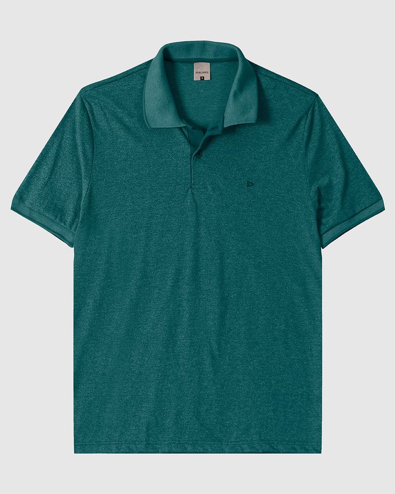 Camisa Polo Básica Masculina Slim Em Malha Rajada