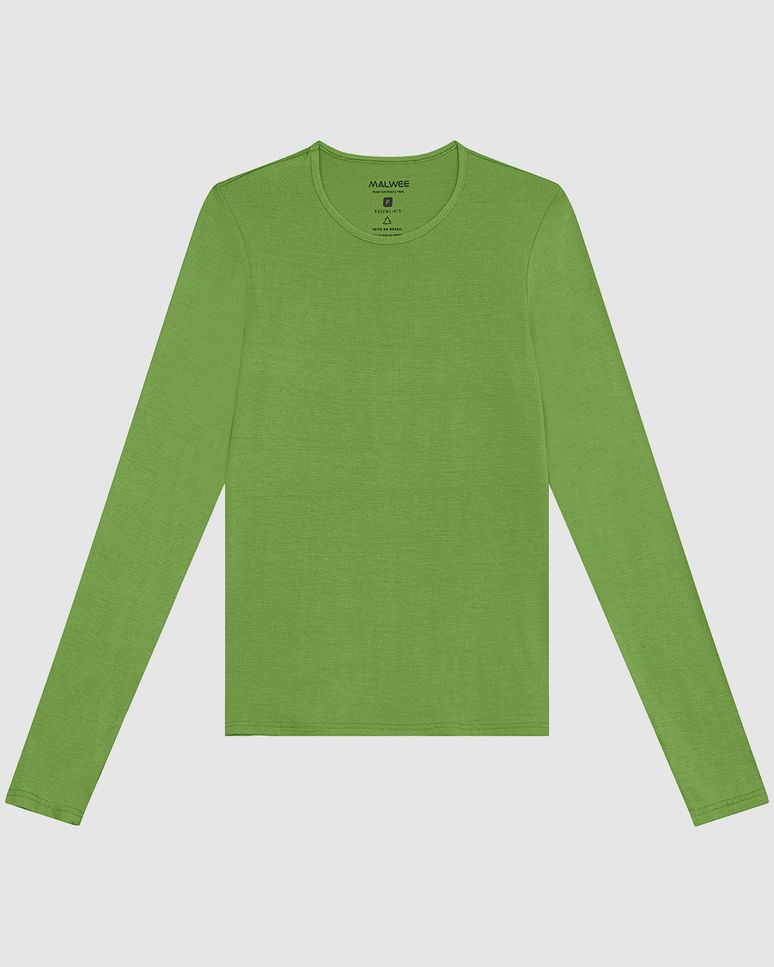 Blusa Feminina Justa Manga Longa Em Malha Viscolinho Stretch