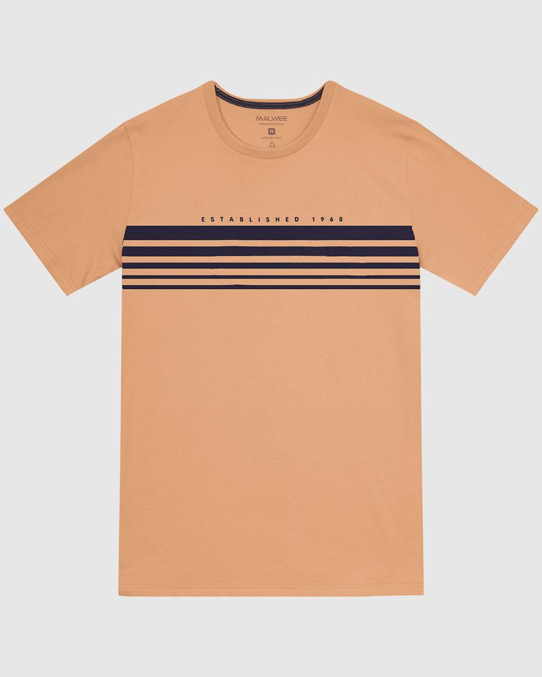 Camiseta Masculina Listras Frontais Em Algodão